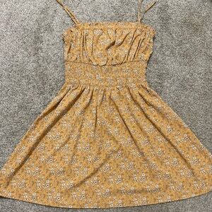 Lush Gold Pleated Sundress Sleeveless Mini